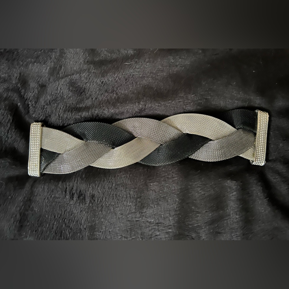 Black & Silver Mesh Braid Cuff